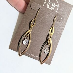 Rain Gold Teardrop Earrings with CZ Charms